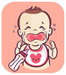 Baby Cry Milk Allergy Illustration