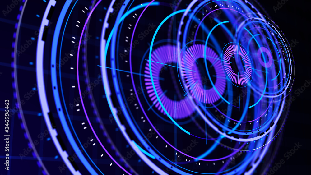Canvas Prints futuristic control mechanisms on net background.scientific futuristic interface. round blue abstract