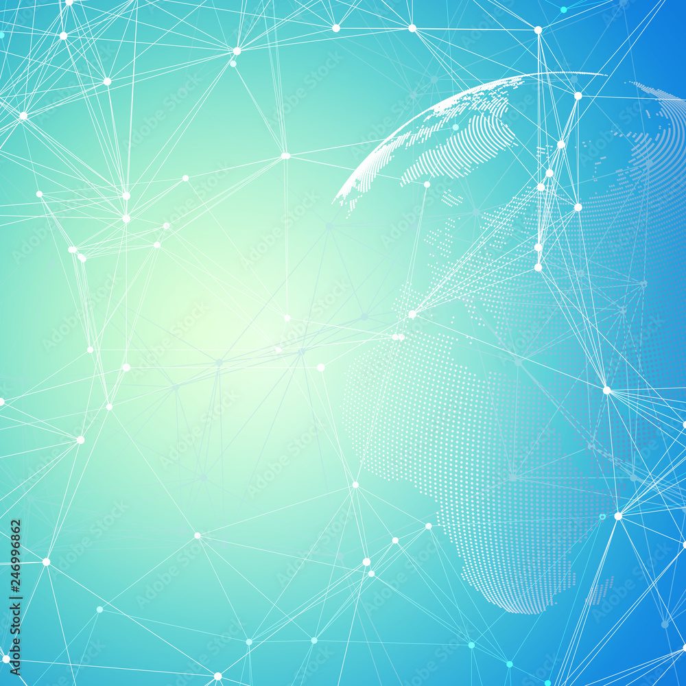 Poster abstract futuristic network shapes. high tech background, connecting lines and dots, polygonal linea