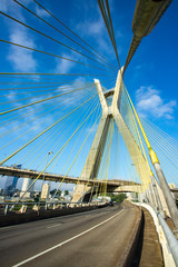 Fototapeta premium Modern architecture. Modern bridges. Linking two different points. Cable-stayed bridge in the world, Sao Paulo Brazil, South America. 