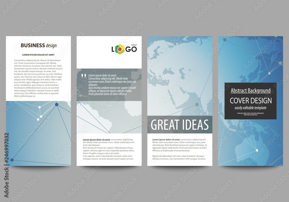 Poster the minimalistic abstract vector illustration of editable layout of four modern vertical banners, fl