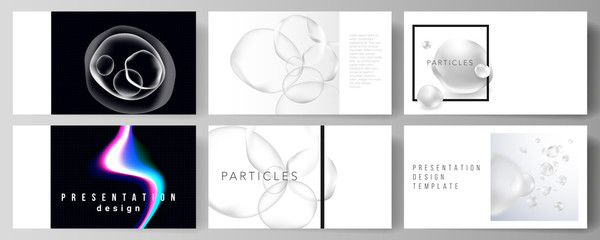 The vector layout of the presentation slides design business templates. SPA and healthcare design, sci-fi technology background. Abstract futuristic or medical consept backgrounds to choose from