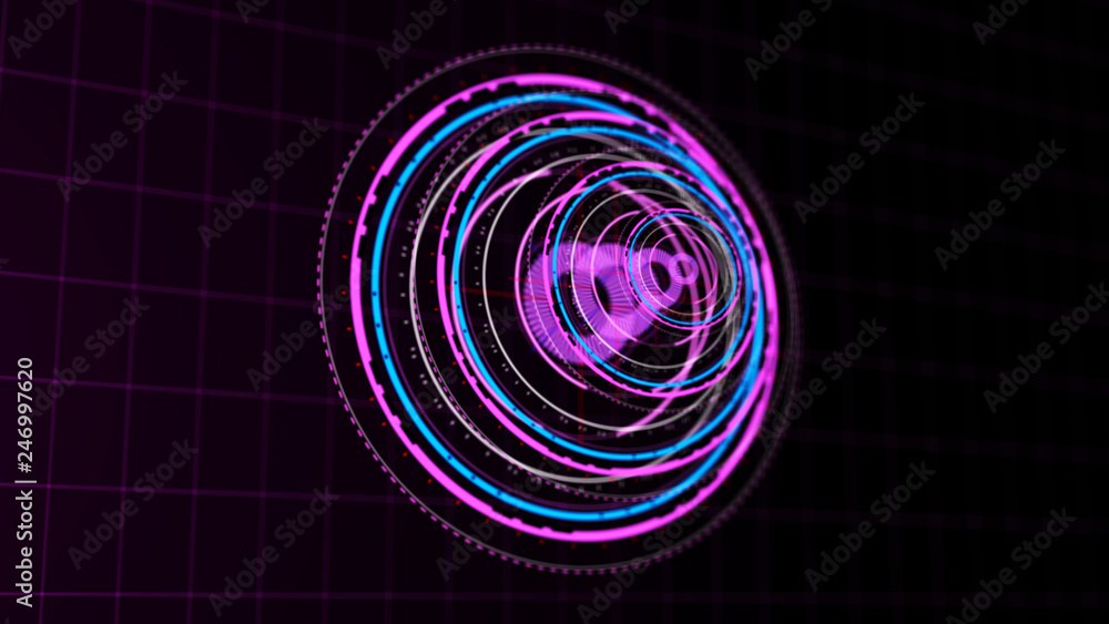 Canvas Prints futuristic control mechanisms on net background.scientific futuristic interface. round purple abstra