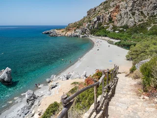 Wall murals Elafonissi Beach, Crete, Greece Amazing Preveli beach on Crete island with azure clear water, Greece, Europe. Crete is the largest and most populous of the Greek islands. June, 2018