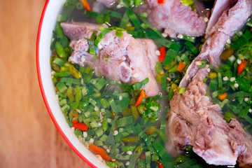 Delicious Thai spicy soup with pork ribs