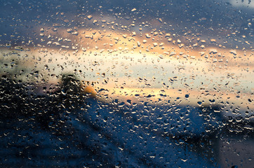 Raindrops on the window glass