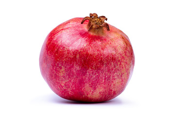 Fresh, juicy red pomegranate isolated on white background