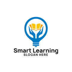smart learning logo design template. bulb icon symbol design