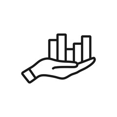 business chart on hand. minimal thin line web icon. simple vector illustration outline. concept for infographic, website or app.