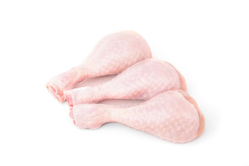 Raw chicken legs isolated on white background.