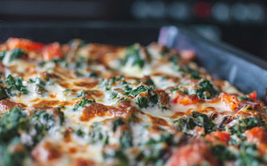 Tasty pizza close up