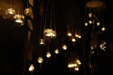 Candle lights in the dark with idilliac effect