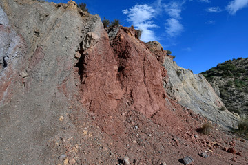 Erosionsgestein in der Wüste von Tabernas - Spanien - obrazy, fototapety, plakaty