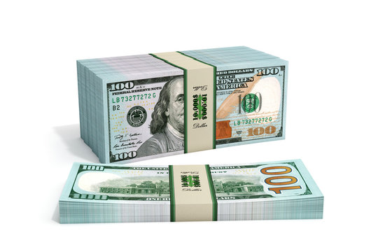     Piles of new 100 Dollar bills - 3D Rendering 