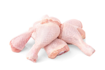 Raw chicken legs isolated on white background.