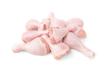 Raw chicken legs isolated on white background.