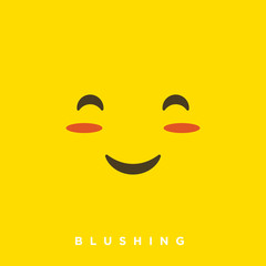 High quality vector cartoon with blushing face emoticons with Flat Design Style, social media reactions - Vector EPS10