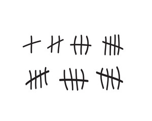 Tally marks on a prison wall isolated. Counting signs. Vector