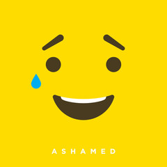 High quality vector cartoon with ashamed emoticons with Flat Design Style, social media reactions - Vector EPS10