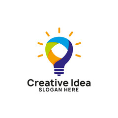 colorful creative idea logo design template. colorful bulb icon symbol design