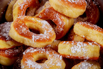 Homemade donuts with powdered sugar