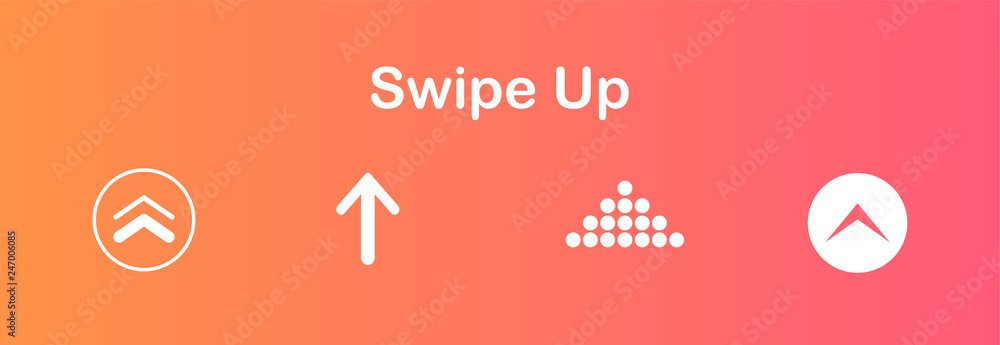 Poster set swipe up icon. icons with arrows for the design of the story of a blogger.