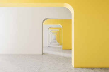 Empty yellow and white corridor