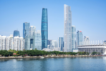 Fototapeta na wymiar Tianhe District, Guangzhou, China CBD Complex / Guangzhou Twin Towers