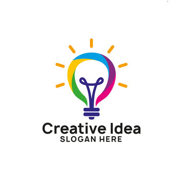 colorful creative idea logo design template. colorful bulb icon symbol design