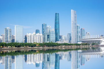 Fototapeta na wymiar Skyline of CBD Building in Tianhe District, Guangzhou, China