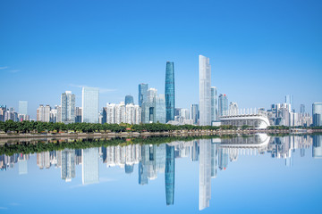 Skyline of CBD Building in Tianhe District, Guangzhou, China