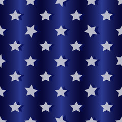 Obraz premium Seamless dark blue gradient pattern with silver striped stars