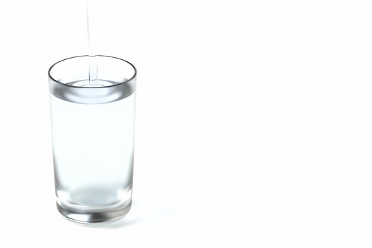水が注がれるコップの3Dイラスト