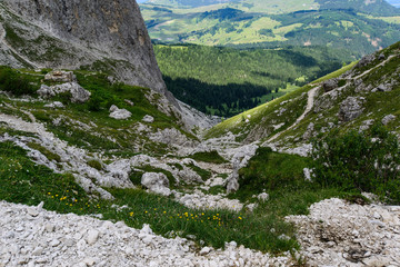 Vista sulla Val Gardena dalla Forcella del Sallolungo