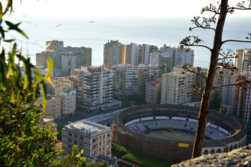 Fototapeta na wymiar Panorama of the city and the port of Malaga in Spain.