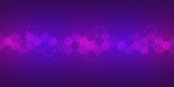 Technology abstract background. Geometric texture with molecular structures and chemical engineering. Abstract background of hexagons pattern. © berCheck