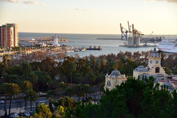 Panorama of the city and the port of Malaga in Spain. © konik60