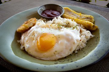 Holiday breakfast at a seaside cafe in Gili Air island 