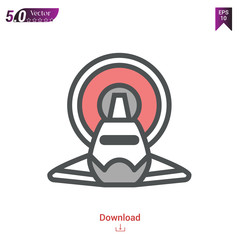 Outline space_shuttle_landing icon isolated on white background. Line pictogram. Graphic design, mobile application, logo, user interface. Editable stroke. EPS10 format vector illustration