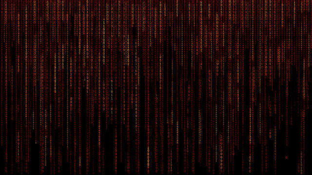 Digital gezeichnete Skizzen gr&uuml;ne bin&auml;re Netzwerk Matrix, Illustration