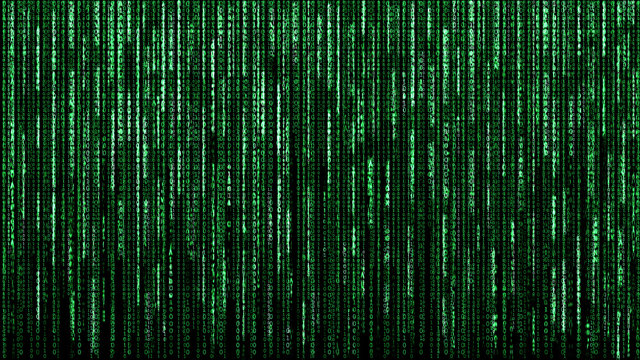 Digital gezeichnete Skizzen grüne binäre Netzwerk Matrix, Illustration
