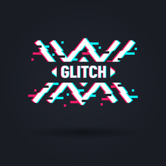 Vector glitch logo. Frame in distorted glitch style. Modern trendy element for design Logo, sign, label, emblem.