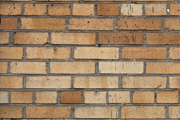 Wall of old refractory yellow brick for background and design. Grunge texture.