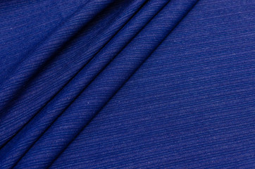 Cotton fabric, blue and white striped jeans