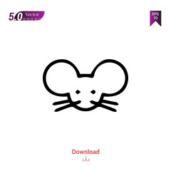 Outline rat icon isolated on white background. Line pictogram. Graphic design, mobile application, logo, user interface. Editable stroke. EPS10 format vector illustration