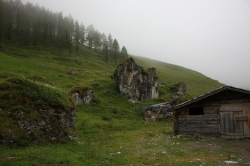 Wooden hut in the Alps