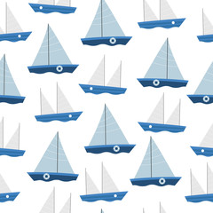 Ship seamless pattern. Nautical summer design.