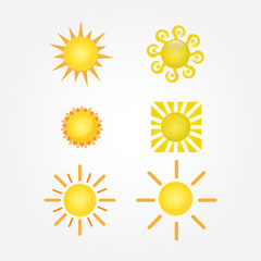 Sun Vector isolated summer icon design. Collection of sun vector icon