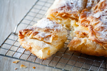 Close Up Of A Homemade Greek Custard Pie