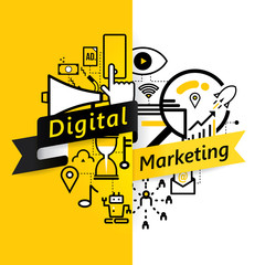 Fototapeta na wymiar Vector background design of digital marketing concept.